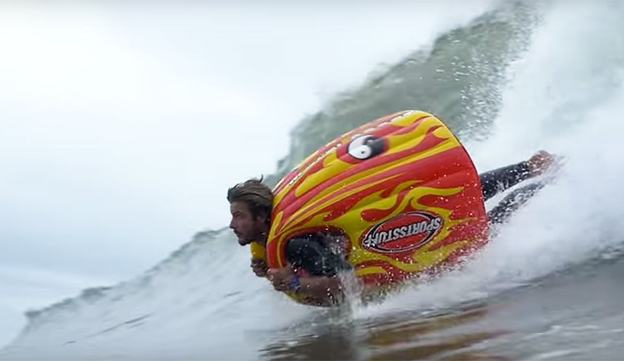 Usually when one sees someone surfing on something strange, that someone is Jamie O'Brien. Usually.
