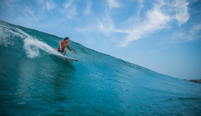 Oscar Moncada is always having fun at MexPipe. It doesn't matter if its a huge scary swell or some fun smaller waves. Photo: Maria Fernanda
