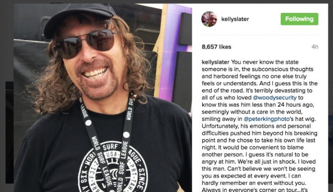 WSL head of security David Wood has taken his own life, according to Kelly Slater's Instagram account. Photo: Instagram