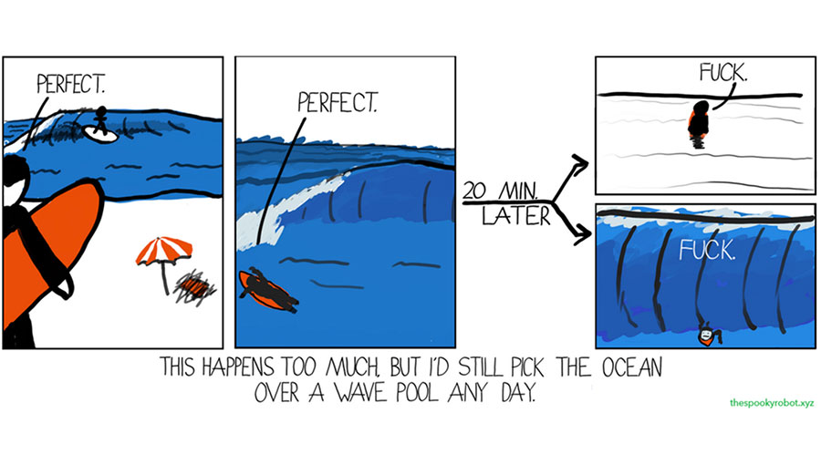 wave pools, surfing, man made wave, reddit, reddit user, comic strip