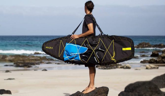 No longer does your smelly suit need to simmer in its own juices inside your board bag. It can dry on the outside while your sled is tucked safely away. Photo: Migra