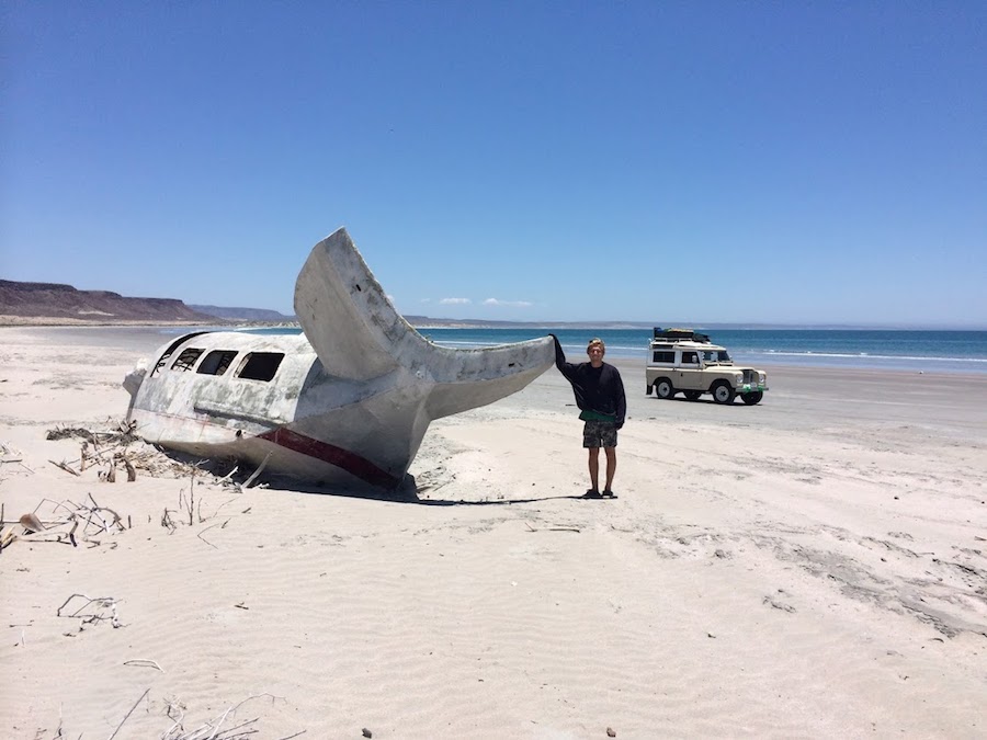 Remains of a whale watching boat in Scorpion Bay. Photo: Wyatt Fowler