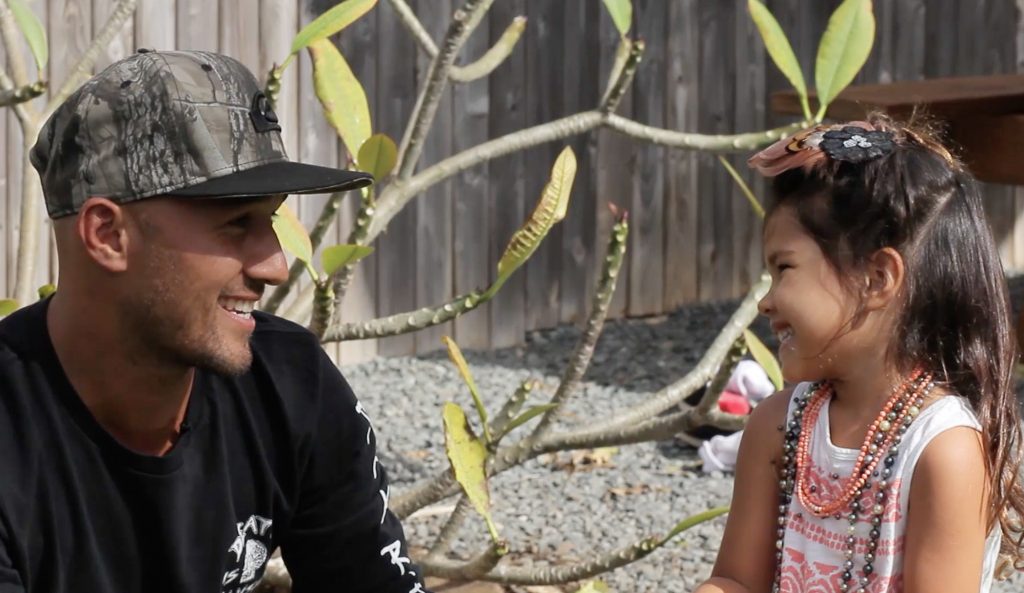 Fred Patacchia hangs with his daughter on the North Shore.