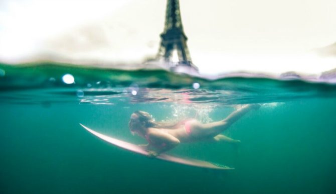 Teal, dodging a set under the Eiffel Tower. Photo: Alex Voyer