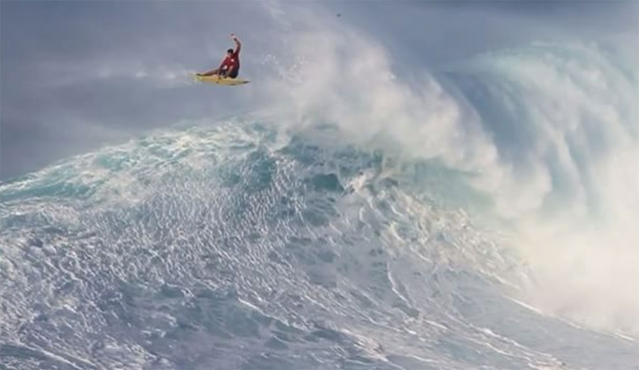 Kai Lenny dominates at Jaws. If the countless other times he's blown your mind there isn't proof enough, how about this ridiculously big air he did