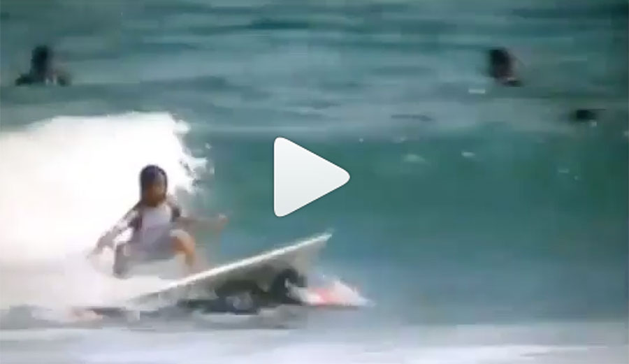 If there's one thing that's missing in surfing, it's obstacles. Lucky for us, there's a kid somewhere out there who's using other human beings for launchpads.