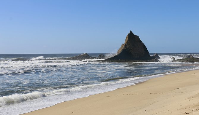 The view northward from Martin's Beach (accessed by climbing over the locked gate).
