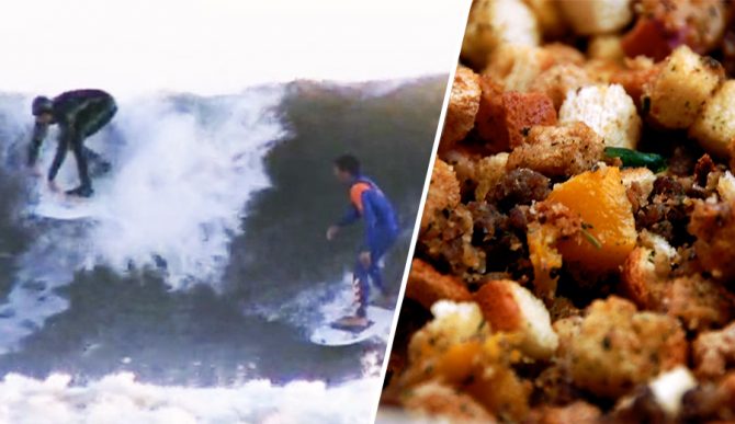 Getting stuffed on stuffing is a Thanksgiving must. Getting stuffed while surfing (unless you're stuffing or packing a barrel) is not fun.