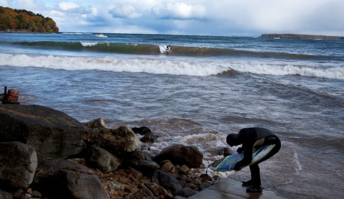 The surf scene in Milwaukee is like anywhere else. The stoke is the same – sans salt. Photo: Ryan Bigelow