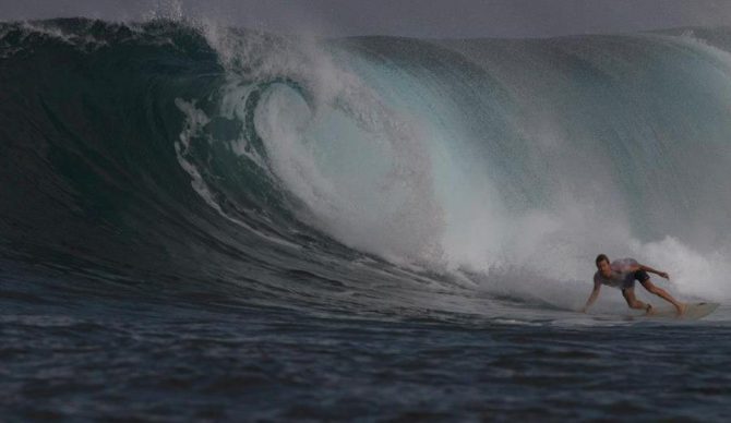 My brother/prodigy Simon focusing on his bottom turn. Looking good! Photo: Lennart Girard