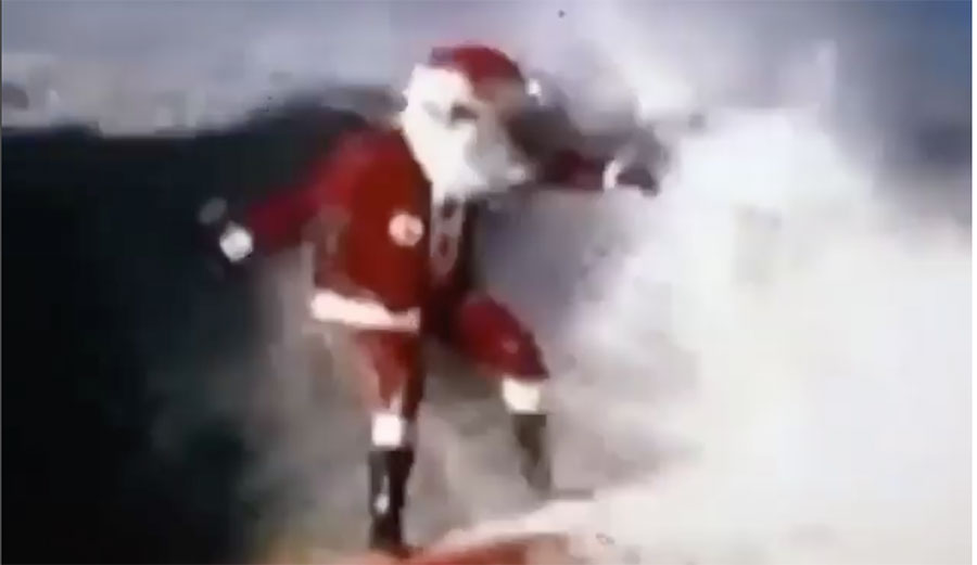 It's always nice to see someone dressed up as Santa getting smacked by the lip.