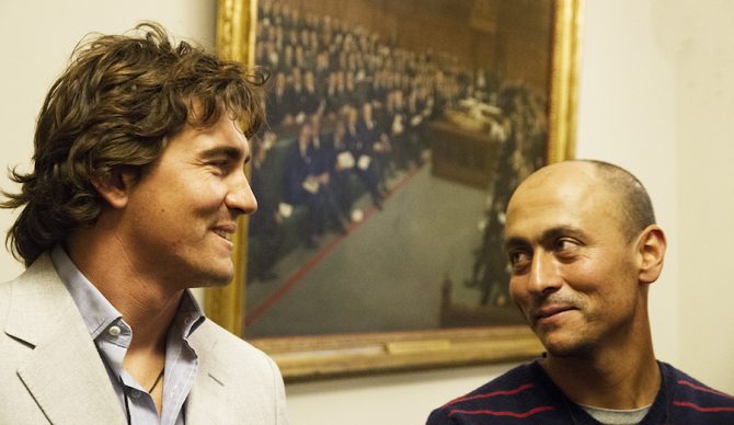 Greg Long and Ramón Navarro visit Parliament during their trip to the UK for Surfers Against Sewage's Global Wave Conference. Photo: Surfers Against Sewage