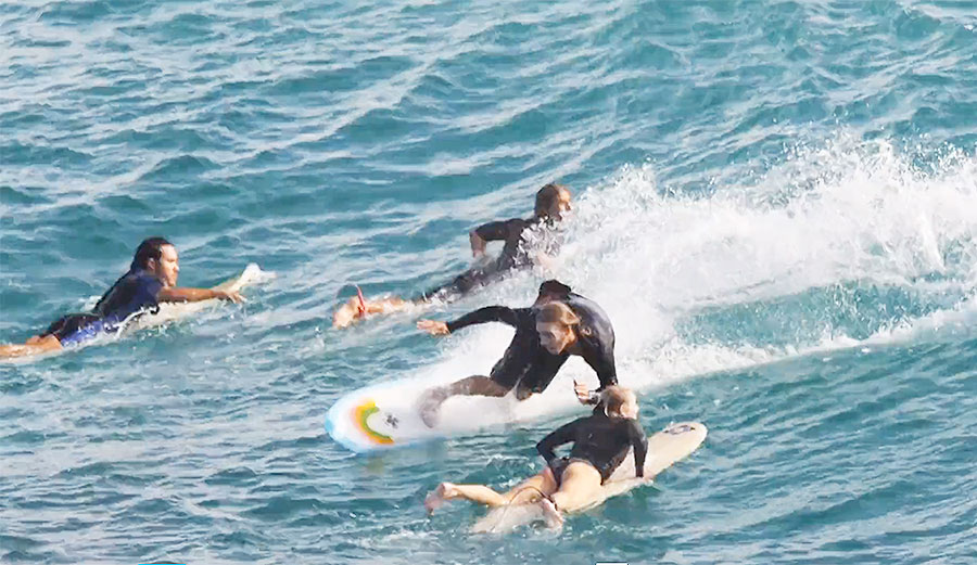 Here's Ozzie Wright in Byron (along with Vinnie Steele and Ari Browne) bobbing and weaving on boards from a time capsule.