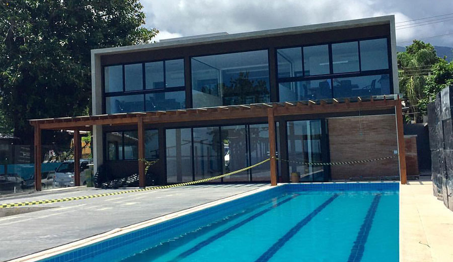 The new facility is 336 sq meters and features a pool, gym, and trampoline.