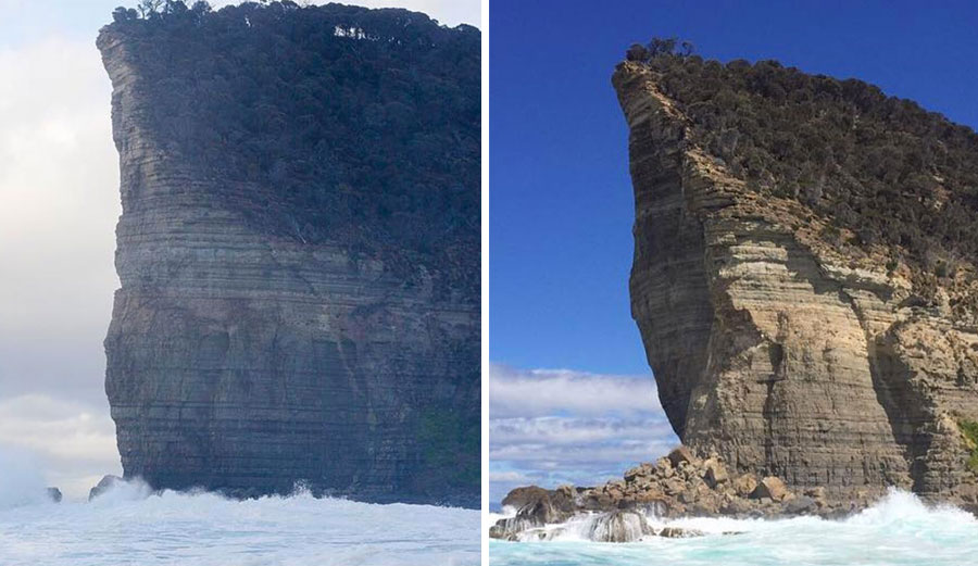 Tasmania's Shipstern Bluff collapsed.