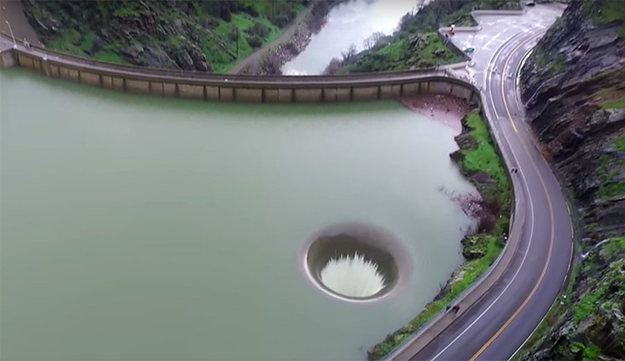 This is the first time the Glory Hole has been filmed from a drone, since the last time it worked, drones weren't really a thing.