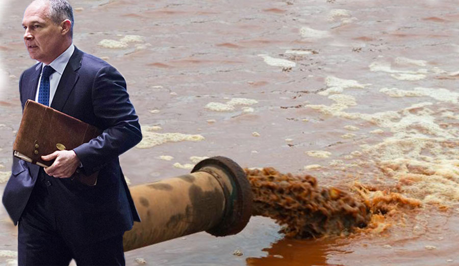 Scott Pruitt, the new head of the EPA, shits on the environment.