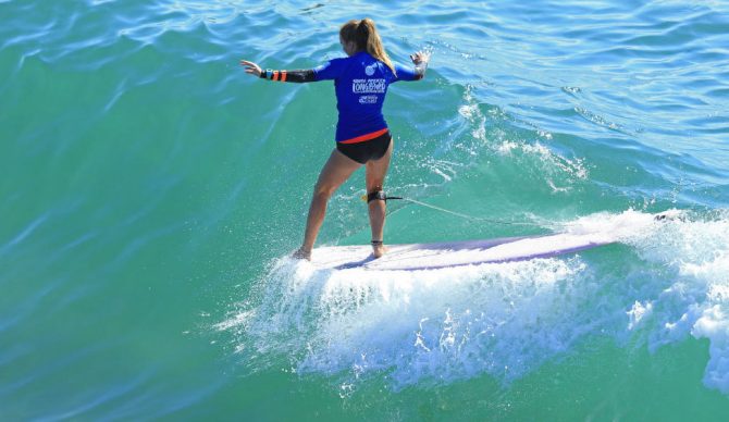 Rachael Tilly, demonstrating classic style on a modern longboard. Photo: WSL / Kurt Steinmetz
