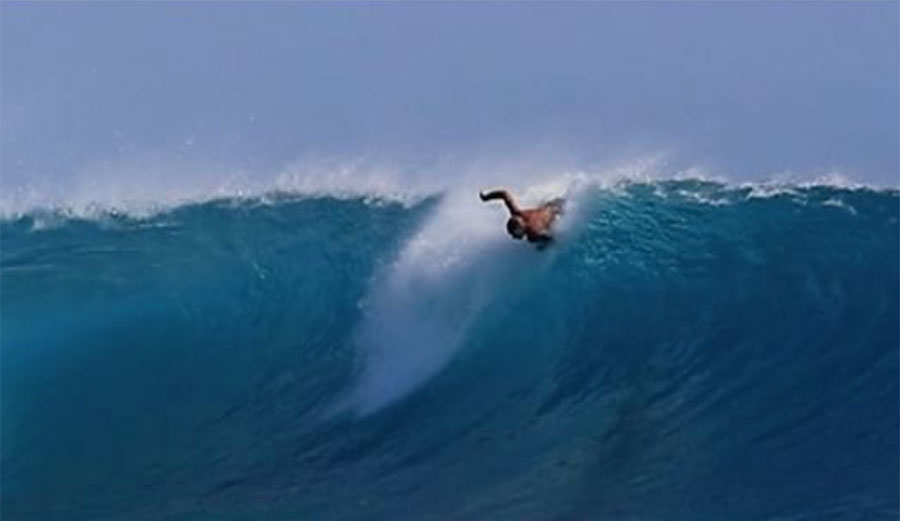 Believe it or not, this guy had a surfboard with him at one point.