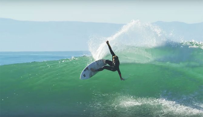 Coffin's surfing is a throwback to the days when surfing was a different beast–big, powerful turns on big, powerful waves.