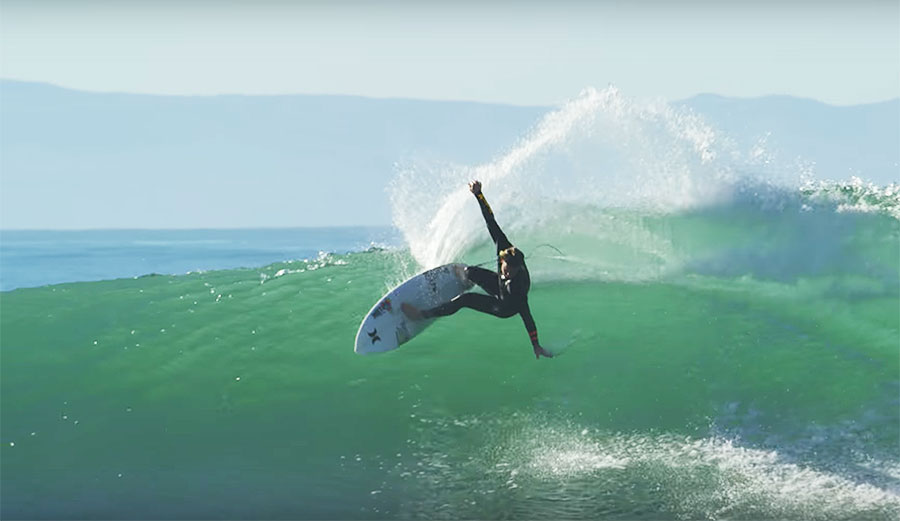 Coffin's surfing is a throwback to the days when surfing was a different beast–big, powerful turns on big, powerful waves.