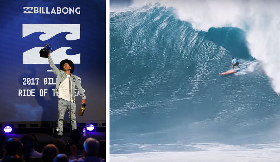 Billy Kemper took home the most prestigious award at the Big Wave Awards: the Best Ride.