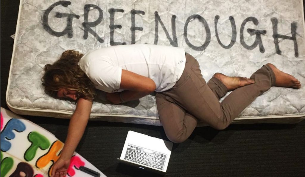 James McMillan sleeping on Greenough mattress