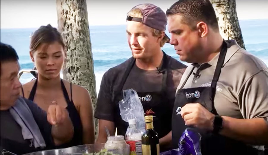Chef Sam Choy has been cooking traditional Hawaiian food with local ingredients, and he recently enlisted Jamie O'Brien to be a guest on his show.