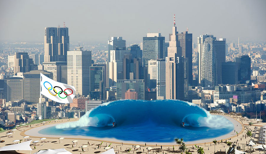 An artist's rendering of the Tokyo wave pool.