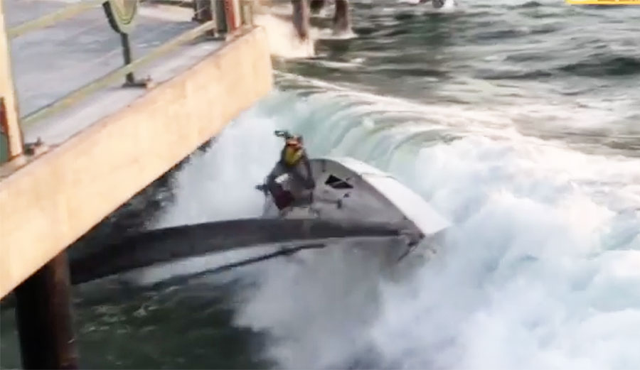 According to LA County Lifeguards, after strong winds hit the coast, a vessel with four people ran into a few issues at the Redondo Beach pier.