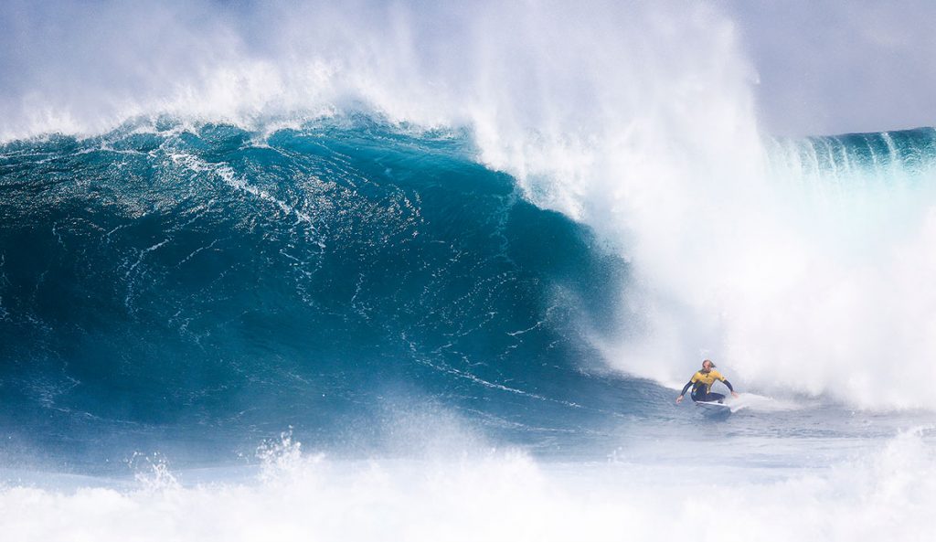 Drug Aware Margaret River Pro: Main Break was pumping: six-to-eight foot faces, blown clean by an offshore breeze.