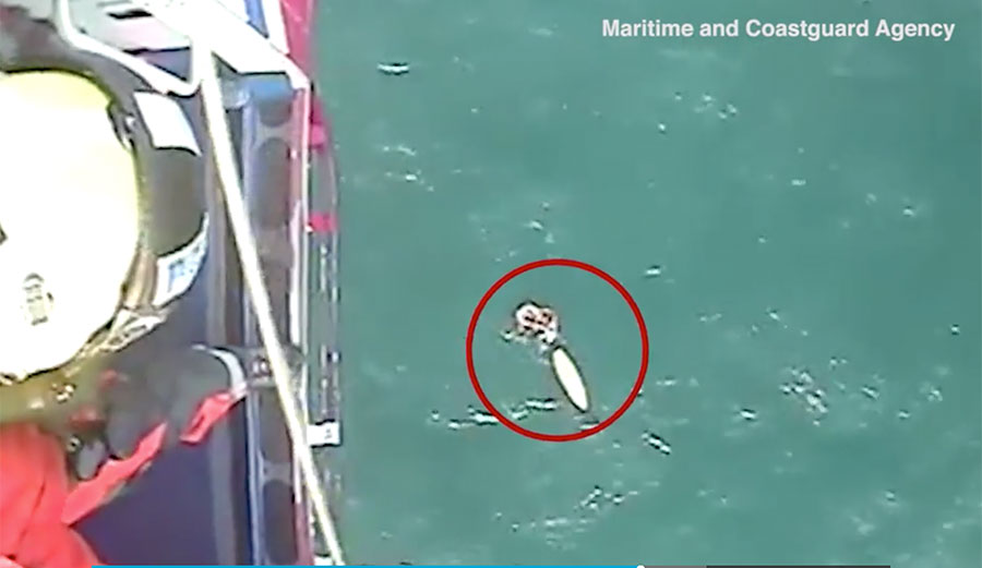 A surfer who spent more than 30 hours floating off the Scottish coastline over the weekend was found on May 1st. Coast Guard released video footage of his rescue.