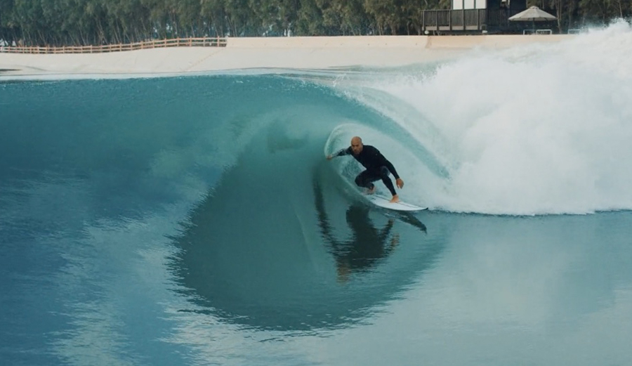Kelly Slater getting barreled at Surf Ranch in Continuance