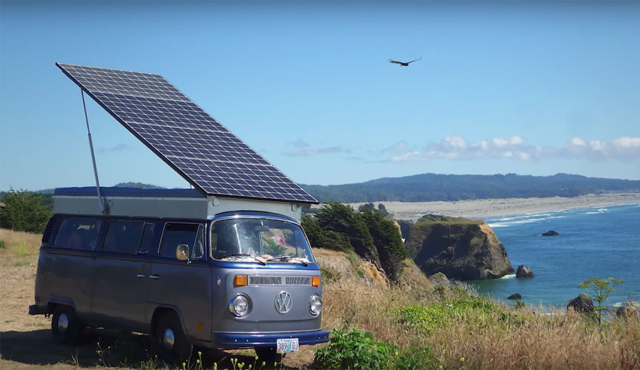 Brett Belan took a 1973 Volkswagen bus and made it into a solar-electric vehicle.