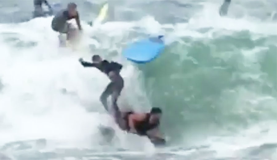 Party waves are fun. Shorebreak is fun. So it stands to reason that party waves in the shorebreak should be fun.