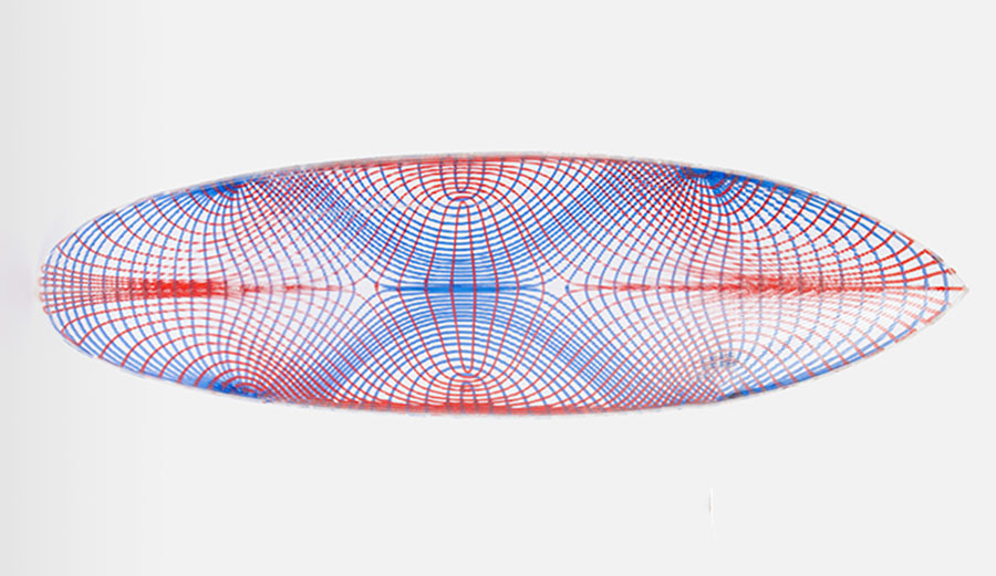 Laurent Beirnaert's 3D-printed surfboard prototype.