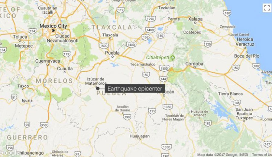 The September 19th quake struck eight kilometres southeast of Atencingo in the central state of Puebla.