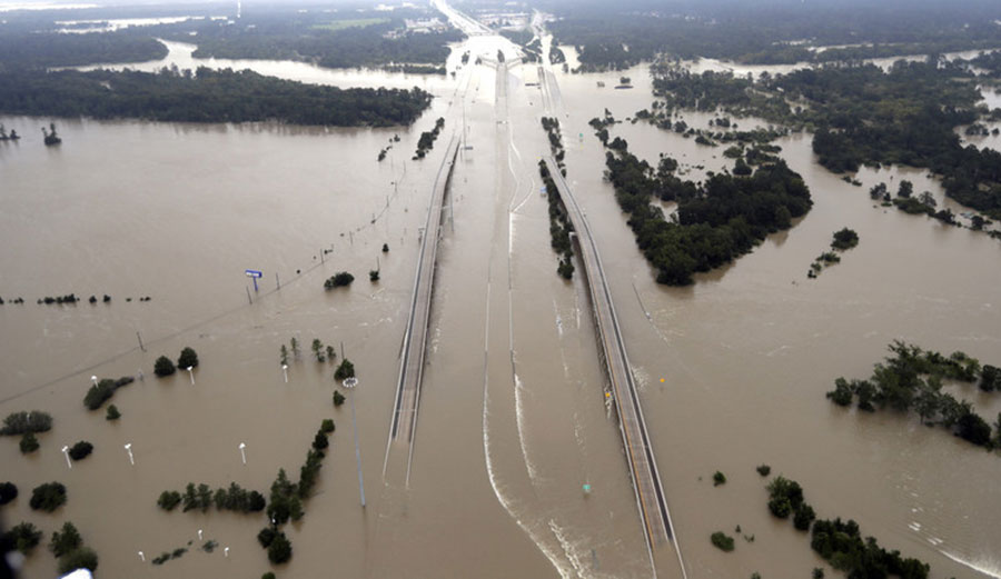 Flooding from Hurricane Harvey. Can the region rebuild infrastructure so that it can better withstand extreme weather events? Photo: AP Photo/David J. Phillip