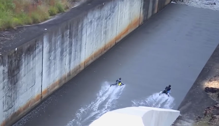 Officials fear fun hogs charging the dam's spillway might drown.