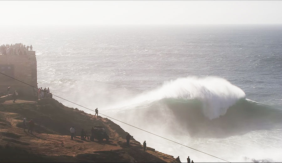 There a few place on earth where only a very small group of people can even think about surfing. Jaws. Teahupoo. And of course, Nazaré.