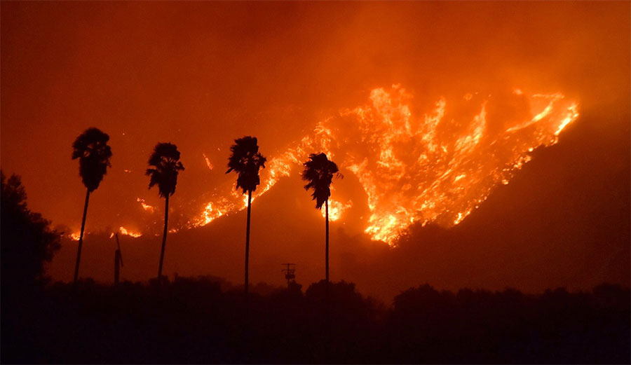 The Thomas Fire is one of four massive wildfires sparked on Monday and Tuesday. Photo: Ventura County Fire Department, via European Pressphoto Agency