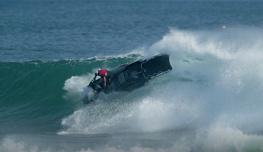 Darren Handley, of DHD fame, drops Dean Harrington into a Kirra grinder then encounters a little trouble on his jetski.
