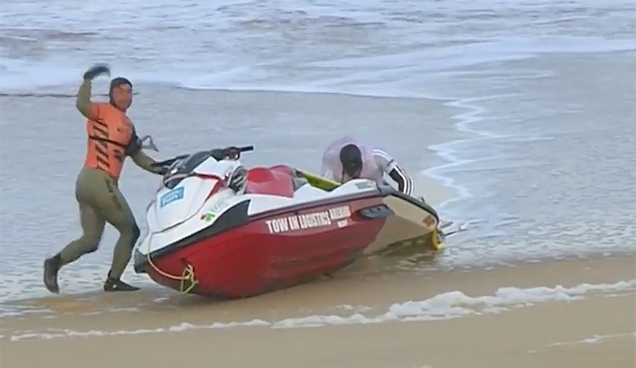 Afterward, though, he got a few stitches, cleaned off the blood, paddled back out, and finished his heat. Because that's just what Nazaré surfers do.