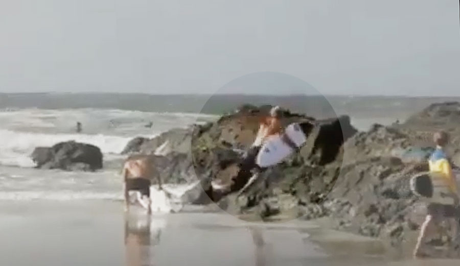 John John Florence receives instant karma after splashing Kolohe Andino.