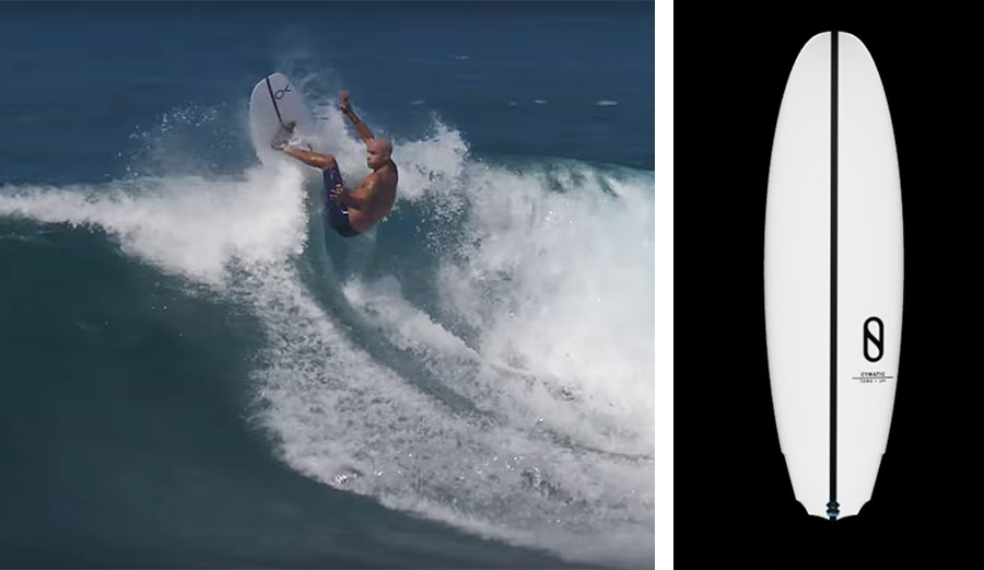Kelly Slater and Daniel Tomson created the Cymatic to be "the minimal amount of board to do the maximum amount of surfing."