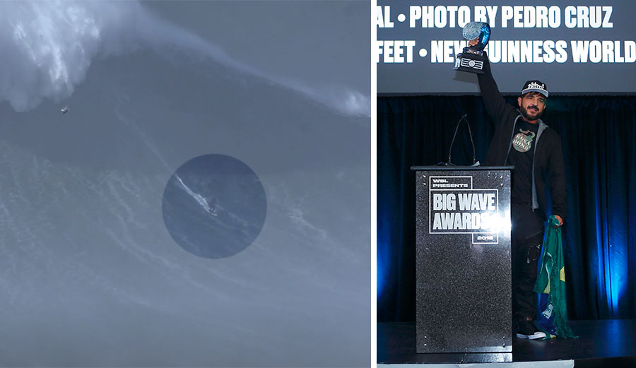 Rodrigo Koxa is the new world record holder for biggest wave ever surfed. Images: Screenshot/WSL