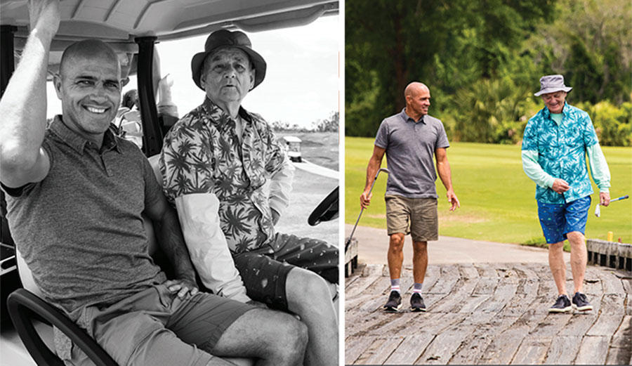 Bill Murray and Kelly Slater mid-way through 18 holes