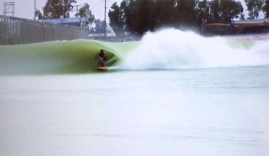 Kelly Slater and Kalani Miller shared a Surf Ranch barrel.