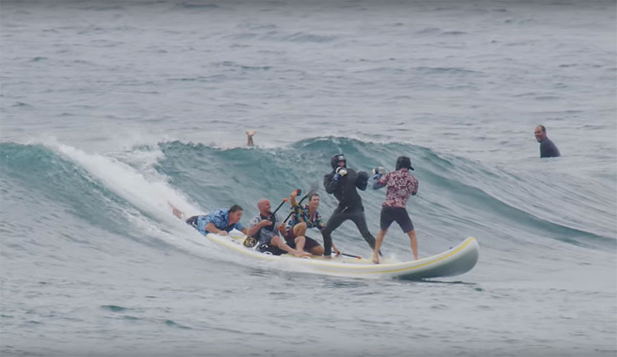 Jamie O'Brien and the rest of the crew took the supsquatch out and punched each other a whole bunch.