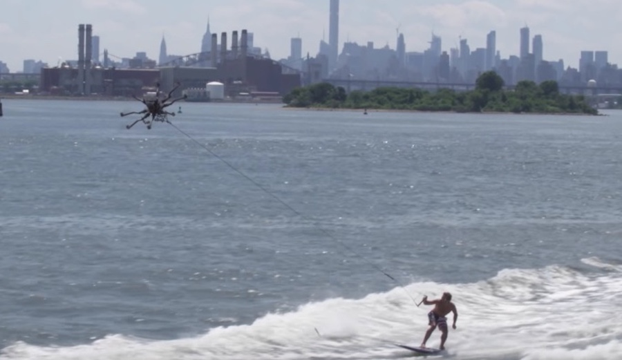 Casey Neistat drone surfs in East River, NY